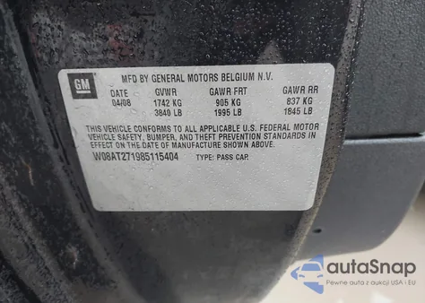 2008 Saturn Astra Xr z USA, uszkodzony, nr VIN W08AT271985115404